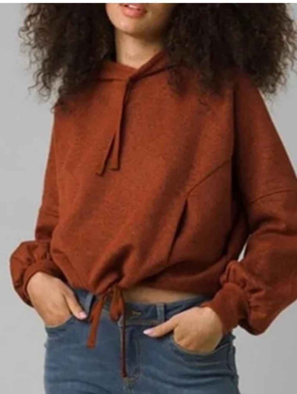 Prana Orange Crop Hoodie Size Large